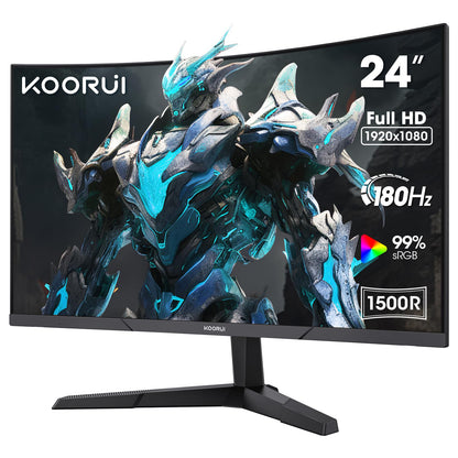 KOORUI 24 Inch Curved Gaming Monitor, 180Hz 1080P 1500R, Adaptive Sync, HDR KOORUI