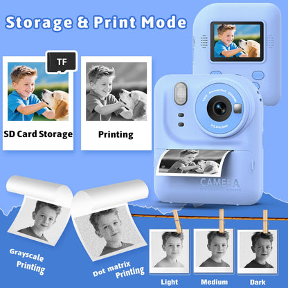 Okaloka Kids Instant Print Camera Toys,1080P HD Toddler Digital Video Camera,Christmas Birthday Gifts for Girls Boys Age 3-12 Year Old - 32G SD Card Included (Blue) 🍁 All In One Marketplace Canada