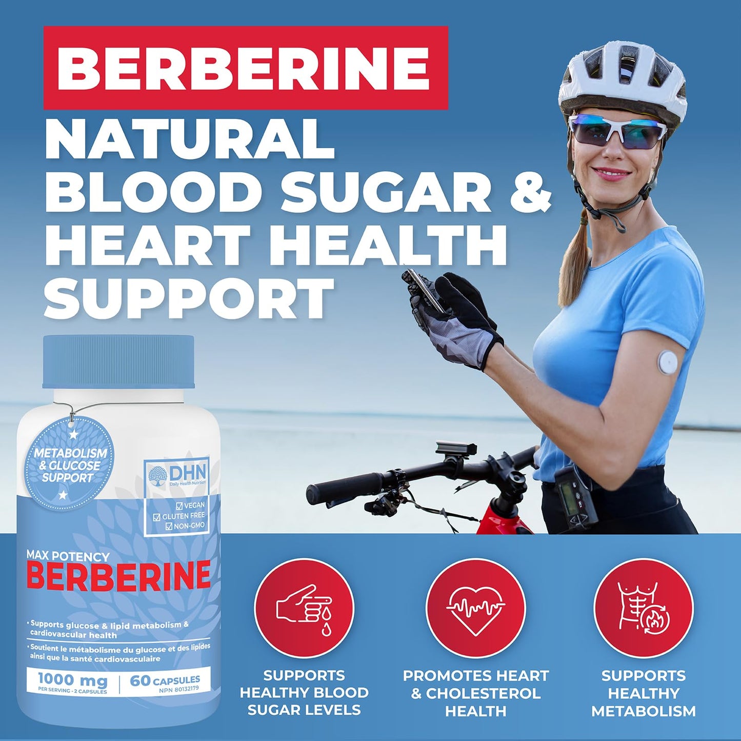 Berberine Supplement HCL 1000mg (2 x 500mg Vegan Capsules) | High Potency Berberine Supports Glucose, Fat Metabolism & Heart Health | Third Party Tested for Potency & Purity | Canadian Made, Quality Assured - Available at All In One Marketplace Canada