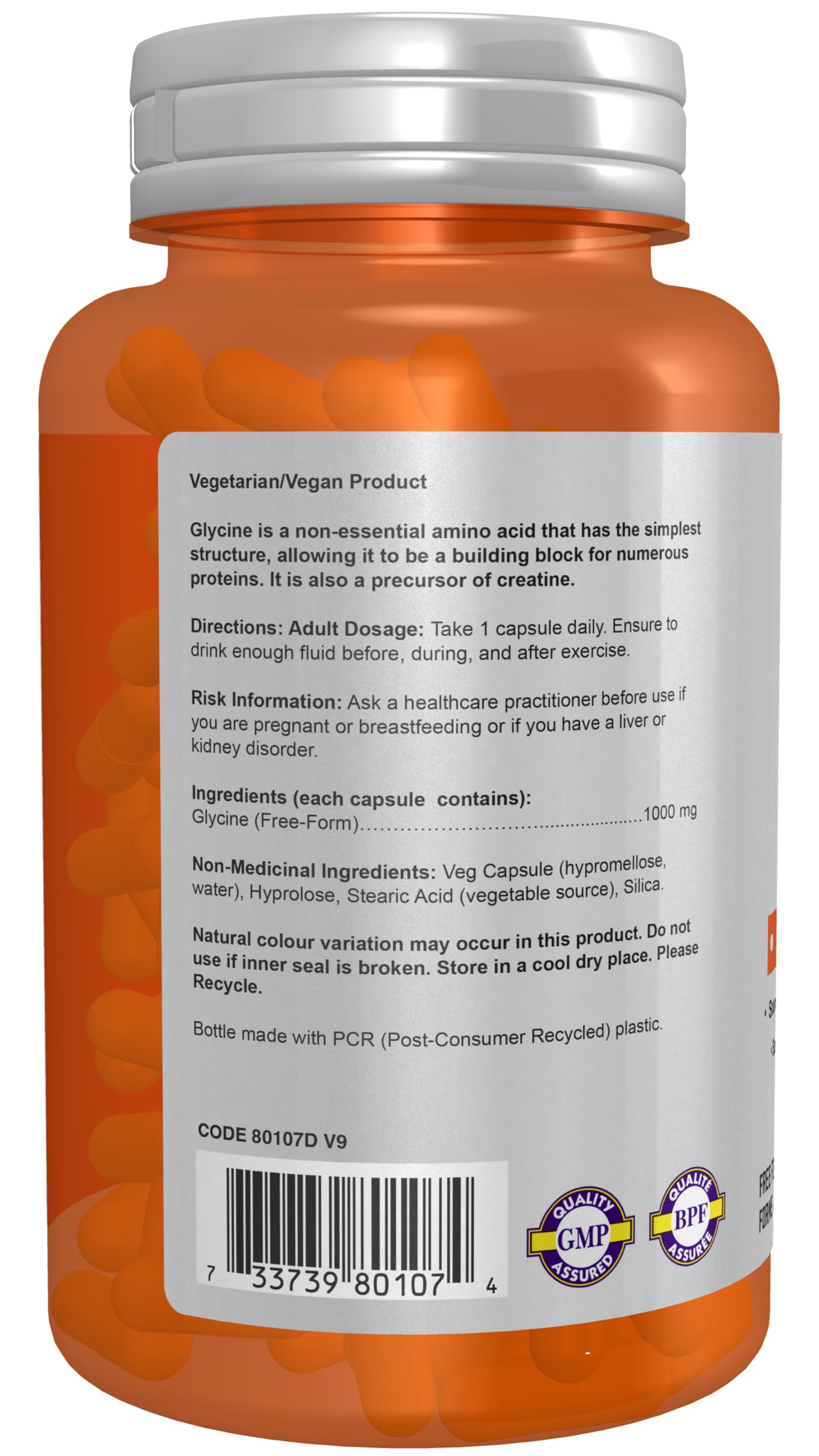 NOW Sports Glycine 1000 mg Vegetable Capsules, 100 Count NOW