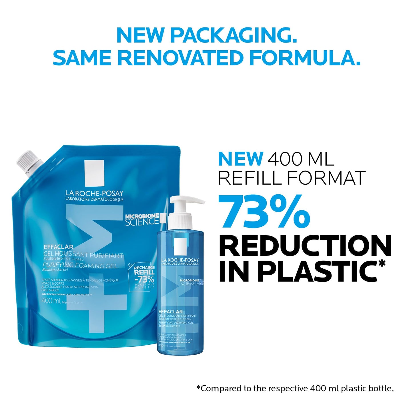La Roche Posay Face Wash Gel Cleanser Refill, Effaclar Gentle Purifying Foaming Gel for Oily and Sensitive Acne-Prone Skin. Alcohol-free, Soap-Free, Paraben-free, Non-Comedogenic, 400mL