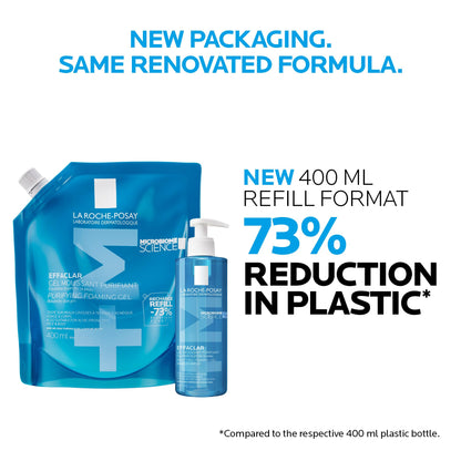 La Roche Posay Face Wash Gel Cleanser Refill, Effaclar Gentle Purifying Foaming Gel for Oily and Sensitive Acne-Prone Skin. Alcohol-free, Soap-Free, Paraben-free, Non-Comedogenic, 400mL