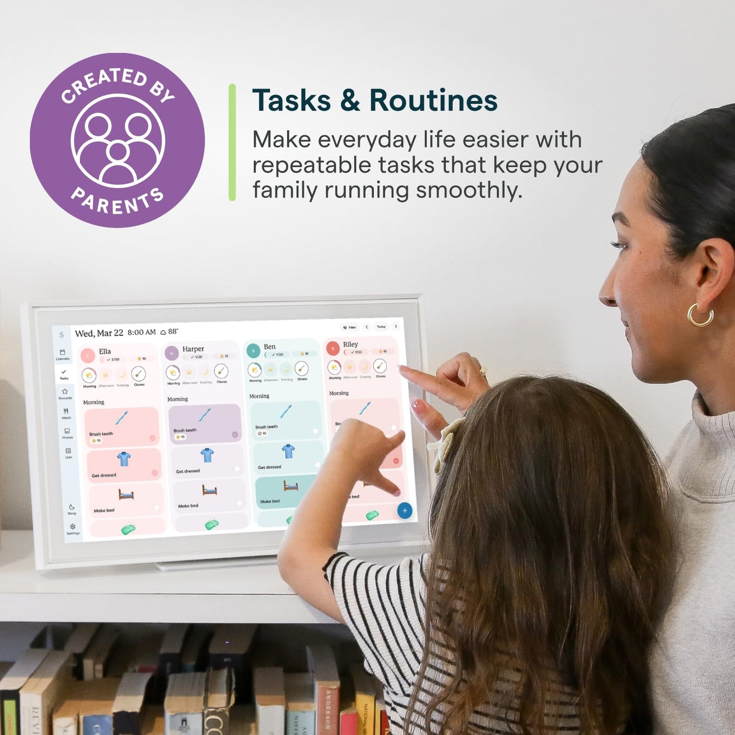 Skylight Calendar: 15-inch Wall Planner Digital Calendar & Chore Chart, Smart Touchscreen Interactive Display for Family Schedules – Wall Mount Included, Great for Organizing Your 2026 Calendar - Available at All In One Marketplace Canada
