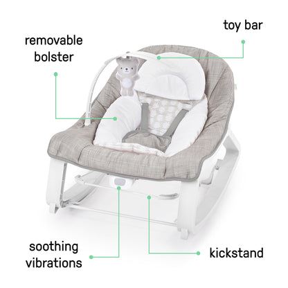 Ingenuity Keep Cozy 3-in-1 Grow with Me Vibrating Baby Bouncer Seat & Infant to Toddler Rocker, Vibrations & Toy Bar, 0-30 Months Up to 40 lbs - Linden 🍁 All In One Marketplace Canada