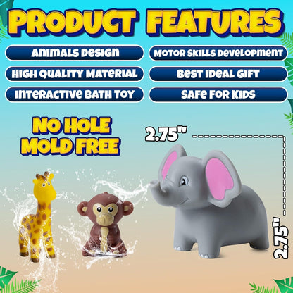 Mini Zoo Animal Bath Toys (12-Pack) Vinyl Rubber Safari Animal Figures 🍁 All In One Marketplace Canada