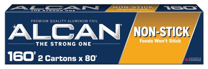 ALCAN Aluminum Foil Non-Stick Baking, 12 Inches x 80 Feet 2-count (Pack of 2), Silver Alcan