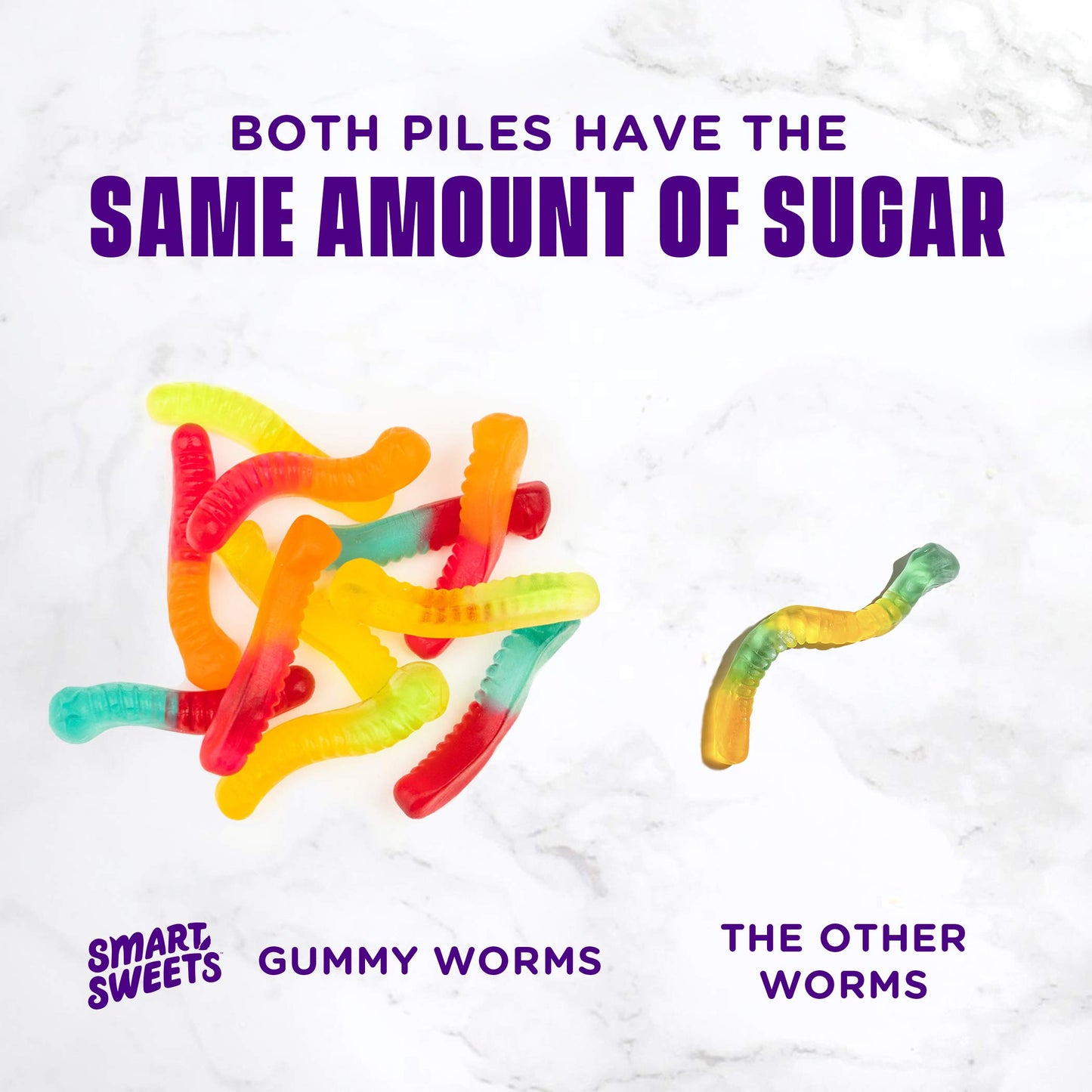 SmartSweets Gummy Worms - 3g Sugar, Low Calorie Candy, No Sugar Alcohols, Non-GMO (12-Pack)