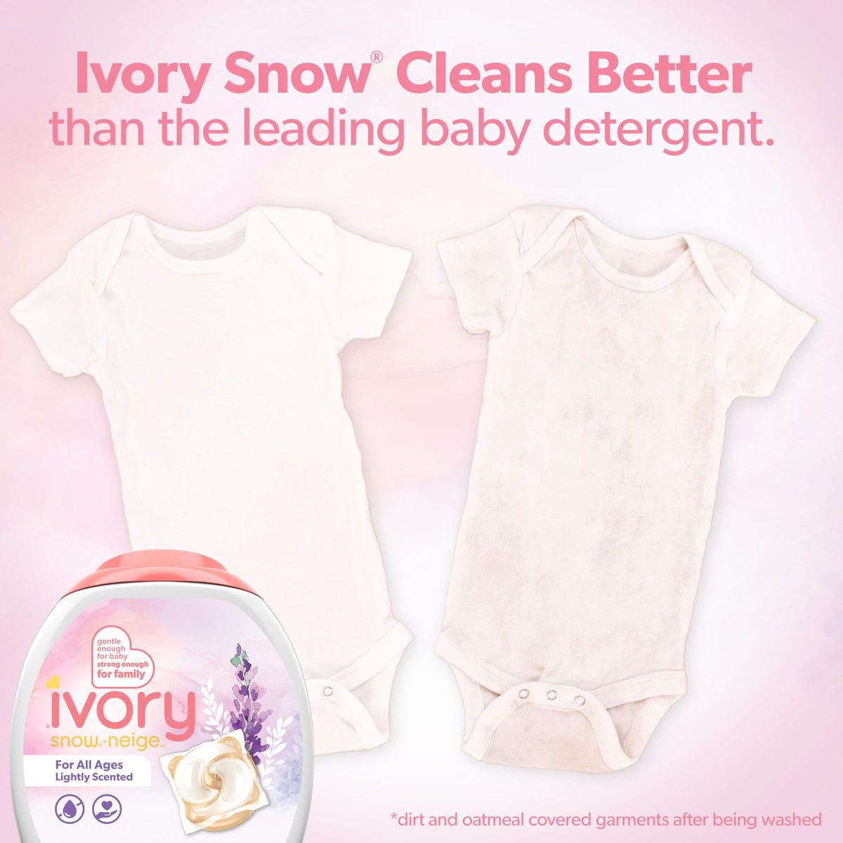 Ivory Snow Laundry Detergent Pacs Lightly Scented Lavender HE Compatible, 45