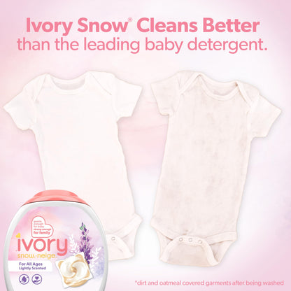 Ivory Snow Laundry Detergent Pacs Lightly Scented Lavender HE Compatible, 45