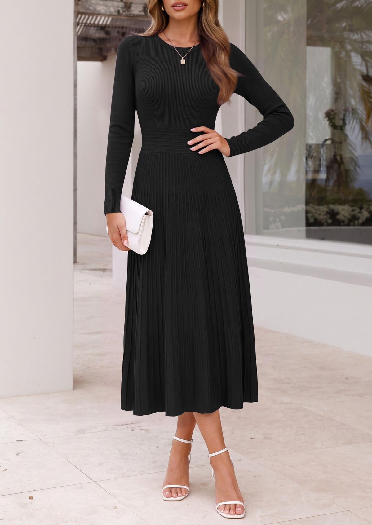 PRETTYGARDEN Women's Long Sleeve Knit Maxi Sweater Dress(Black,M) 🍁 All In One Marketplace Canada