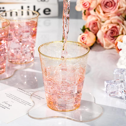 Goodluck 10 oz 100 PCS Gold Glitter Plastic Cups, Disposable Glitter Cups 🍁 All In One Marketplace Canada