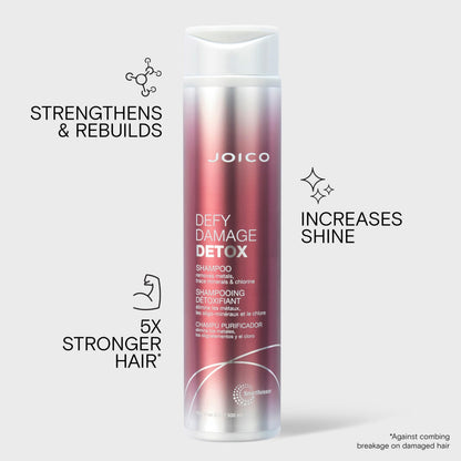 Joico Defy Damage Detox Clarifying Shampoo | Removes Chlorine, Hard Water Residue, Product Buildup, Metals, & Trace Minerals | Strengthens Bonds & Preserves Hair Color | Vegan | Sulfate-Free, 300mL