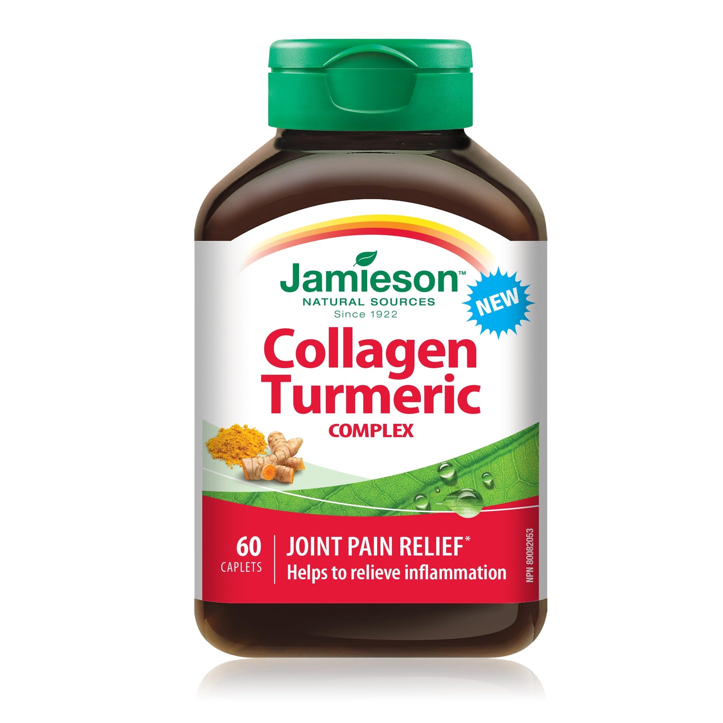 Jamieson Collagen Turmeric Complex, with 600 mg Collagen, Anti-inflammatory, Provides Joint Pain Relief and Digestive Support. Gluten-Free, No Artificial Colours, Flavours, or Preservatives, 60 Caplets, Proudly Canadian - Available at All In One Marketplace Canada