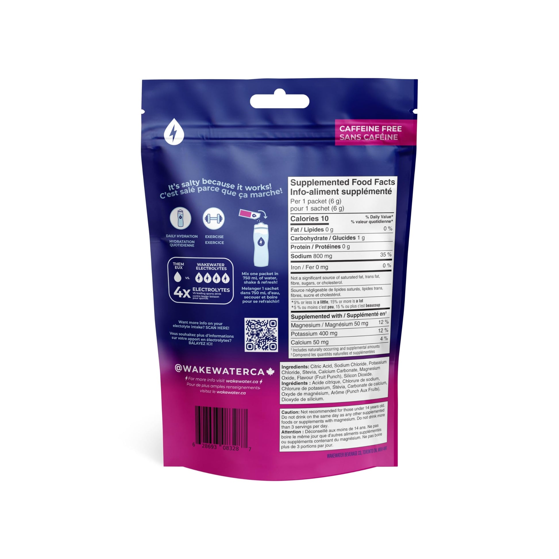 Wake Water Sugar Free Electrolyte Packets, Hydration Powder, Keto & Paleo Friendly Electrolyte Drink Mix, Fasting Hydration Packs, Travel Essentials, Pack of 10 (6g Each) (6 g (Pack of 10), Fruit Punch)