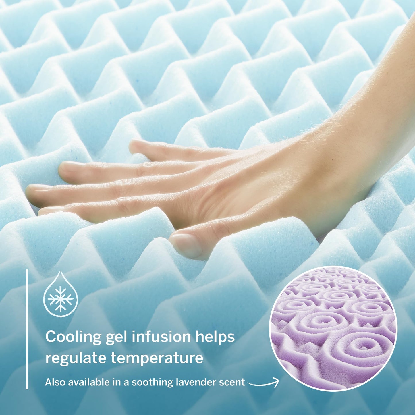 LUCID 2 Inch Gel Memory Foam Plush - Cooling Targeted Convoluted Comfort Zones Mattress Topper - Full LUCID
