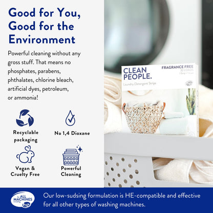 Clean People Laundry Detergent Sheets - Recyclable Packaging, Hypoallergenic, Stain Fighting - Ultra Concentrated, Laundry Soap - Fresh Scent, 192 Pack