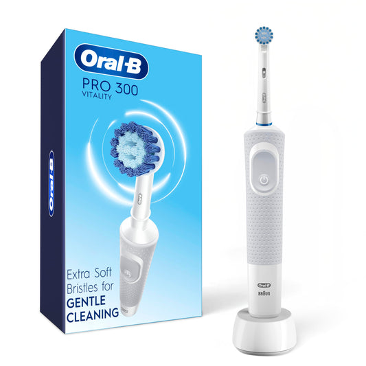 Oral-B Pro 300 Sensitive Clean Vitality Electric Toothbrush with (1) Brush Head, Rechargeable, White