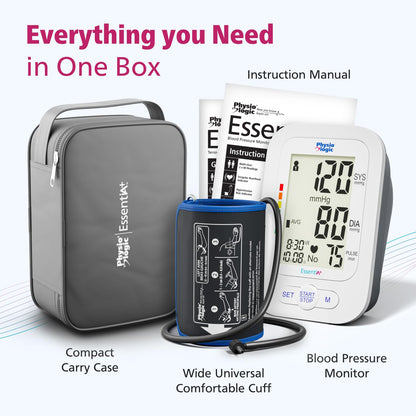 Physio Logic Essentia+ Clinically Accurate, Affordable Blood Pressure Monitor for Home Use, Easy 1-Touch Operation, Premium XL Display, 2-User, 120 Readings, Wide Cuff (22–42 cm), Compact Carry Case - Available at All In One Marketplace Canada