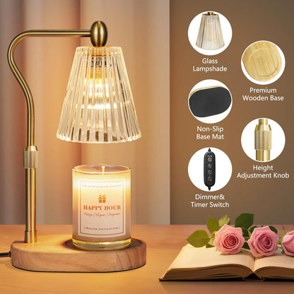 Imenlox Candle Warmer Lamp, with Timer and Dimmer, Adjustable Height, Christmas Birthday Gifts for Women Mom, House Warming Gifts New Home Decor, Wax Warmer for Jar Candles (Gold) 🍁 All In One Marketplace Canada