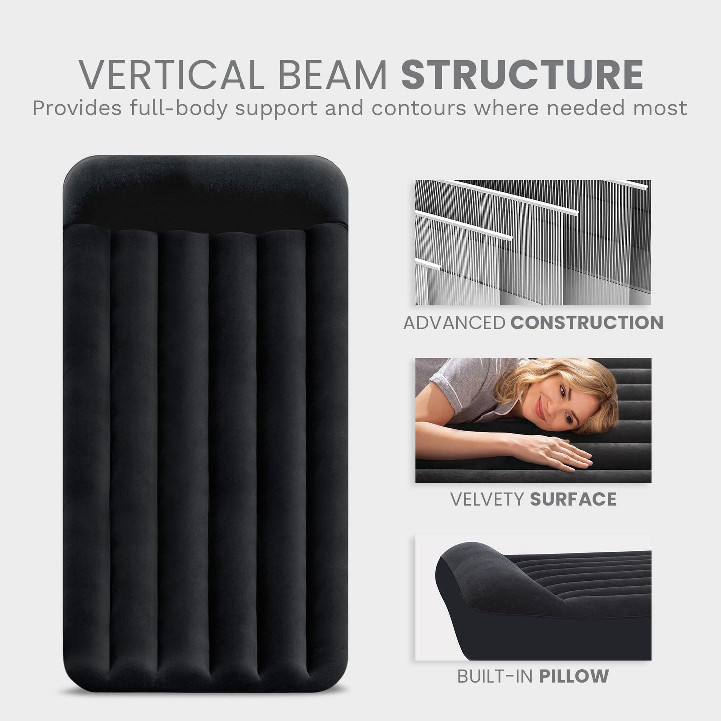INTEX 64147ED Dura-Beam Standard Pillow Rest Air Mattress: Fiber-Tech – Full Size – Built-in Electric Pump – 10in Bed Height – 600lb Weight Capacity 🍁 All In One Marketplace Canada
