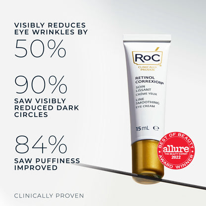 RoC Retinol Correxion Under Eye Cream for Dark Circles & Puffiness, Daily Wrinkle Cream, Anti Aging Line Smoothing Skin Care Treatment for Women and Men, with Retinol Eye Cream Packette - Available at All In One Marketplace Canada
