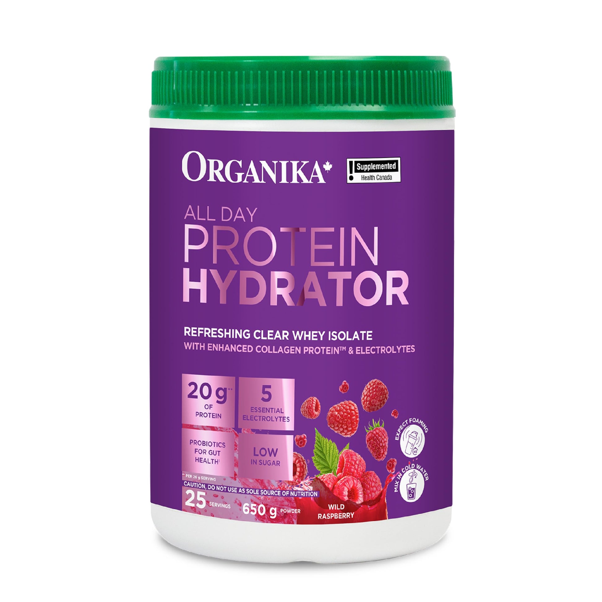 Organika Raspberry Clear Whey Protein Isolate with Collagen, Electrolytes & Probiotics - 650g