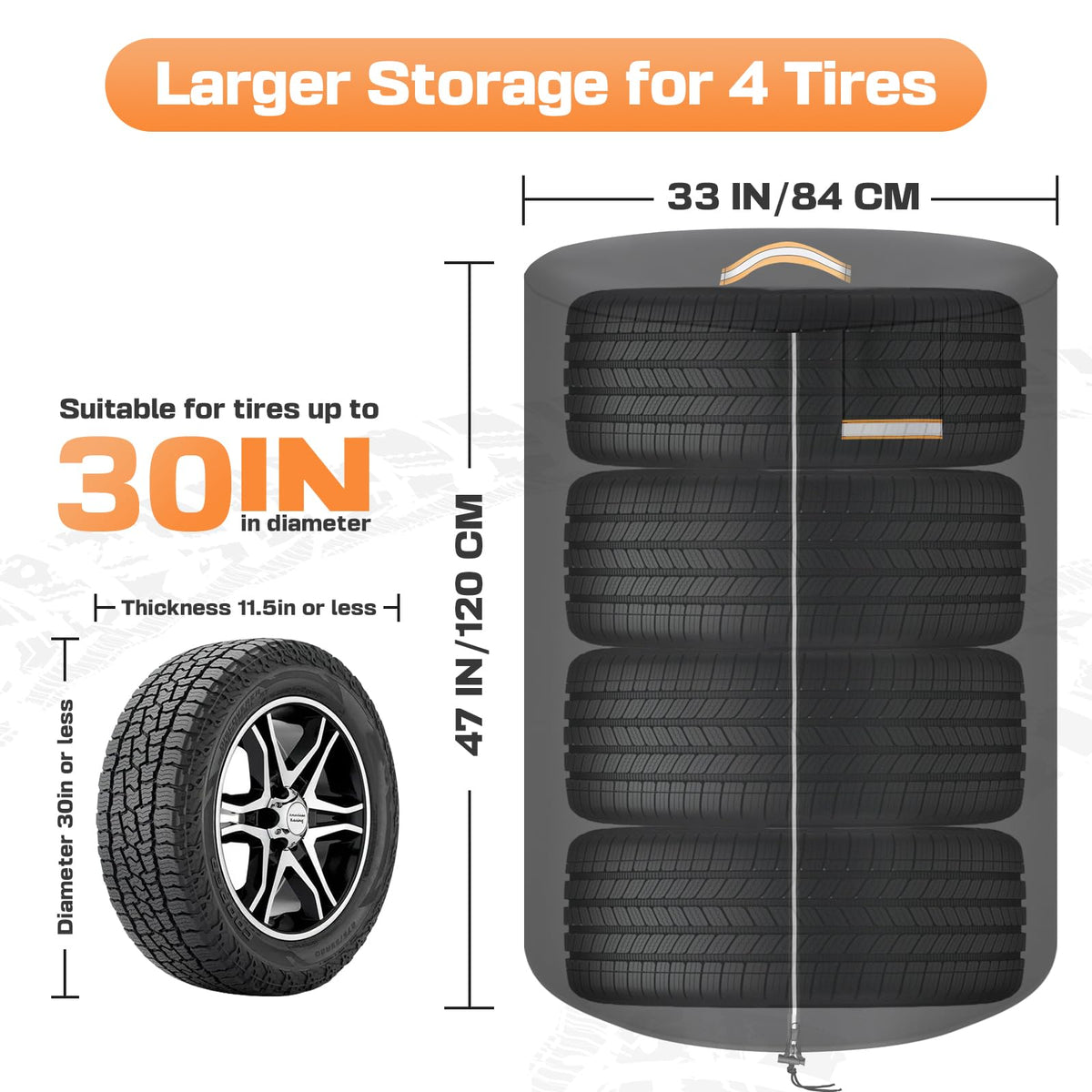 2 Pack Tire Covers for Storage, Tire Storage Bag with Reflective Stripe for Nitghttime Protection, Waterproof Winter Tire Covers for Storage Set of 4 Outdoor for Trucks, Fit 30 Inch Tires in Diameter 🍁 All In One Marketplace Canada