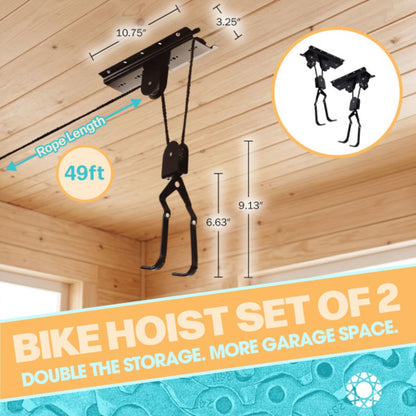 RAD Cycle Products Bike Hoist/Lift Bicycle Hoists, 2-Pack, Black