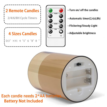 Fo32won Amber Flameless Candles with Remote, LED Pillar Candles Set of 5 🍁 All In One Marketplace Canada