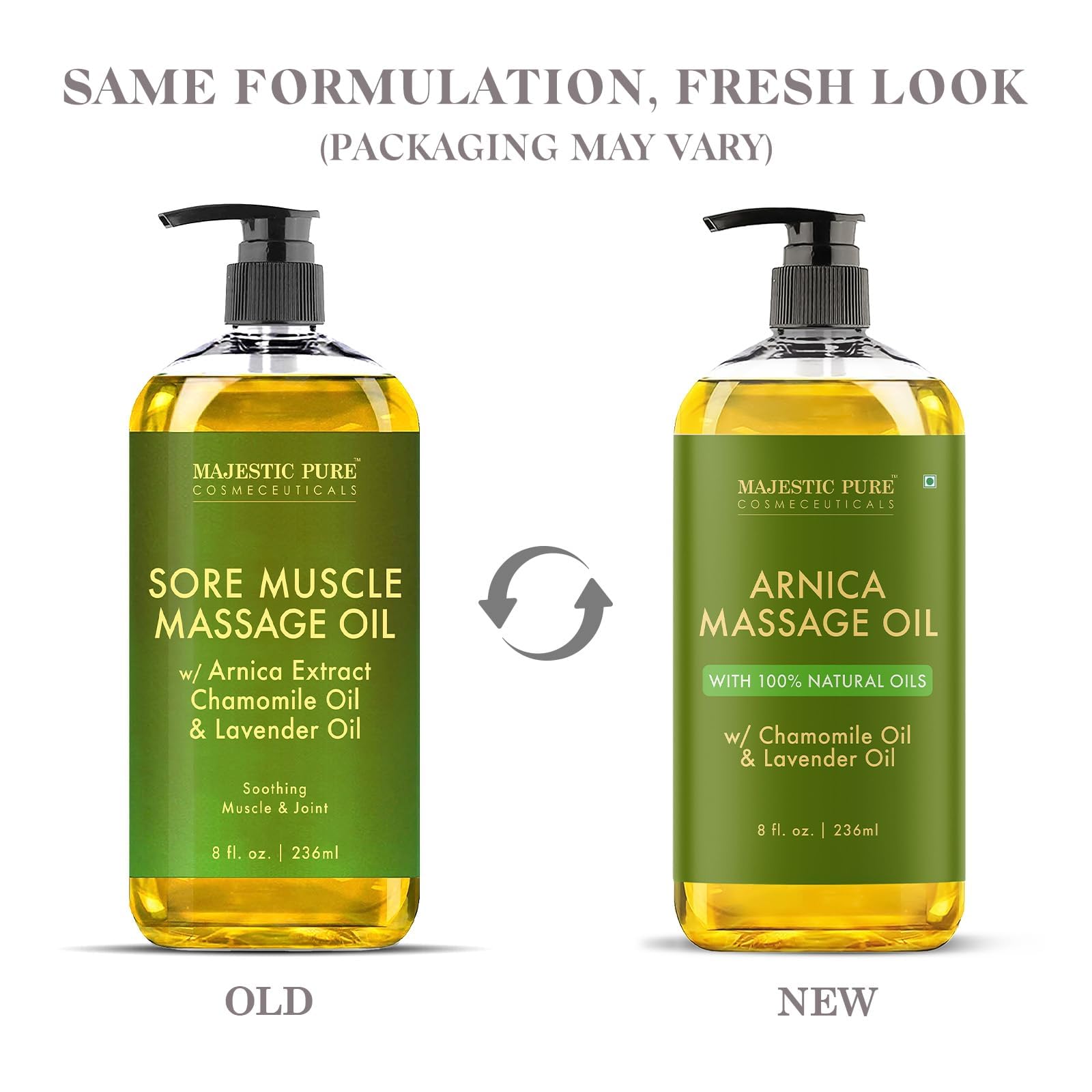 MAJESTIC PURE Arnica Massage Oil for Massage Therapy - with Lavender and Chamomile Essential Oils - Multipurpose Instant Absorption Full Body Massage - 8 fl. oz - Available at All In One Marketplace Canada