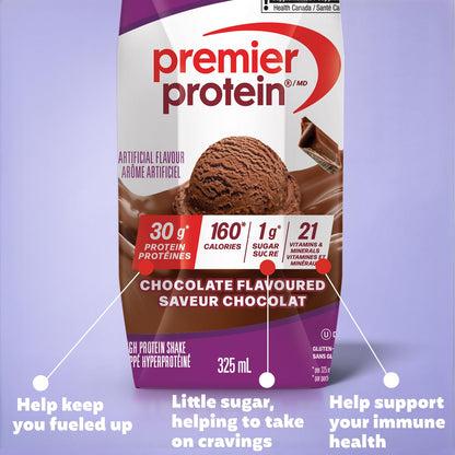 Premier Protein Chocolate Shake - 30g Protein, 1g Sugar, 11 fl oz (Pack of 10)