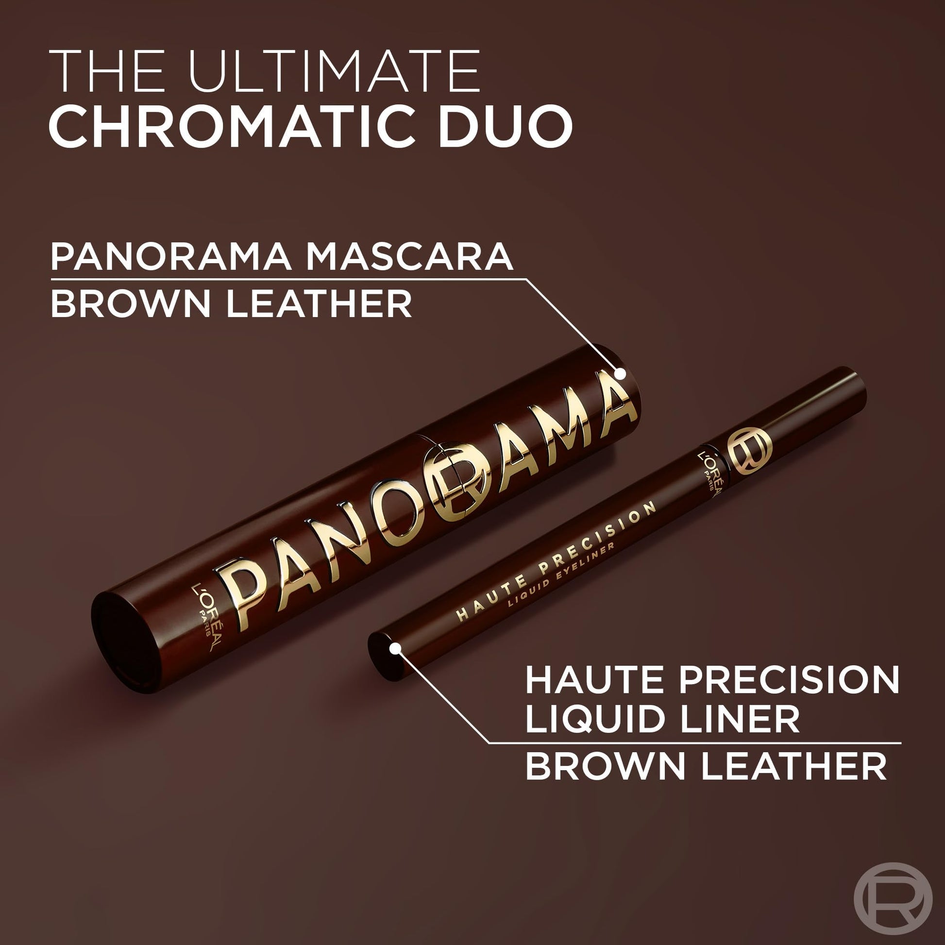 L’Oreal Paris Voluminous Panorama Chromatic Mascara, Volumizing and Lengthening Brown Mascara, Longwear, Smudge-Resistant and Washable, 705 Brown Leather
