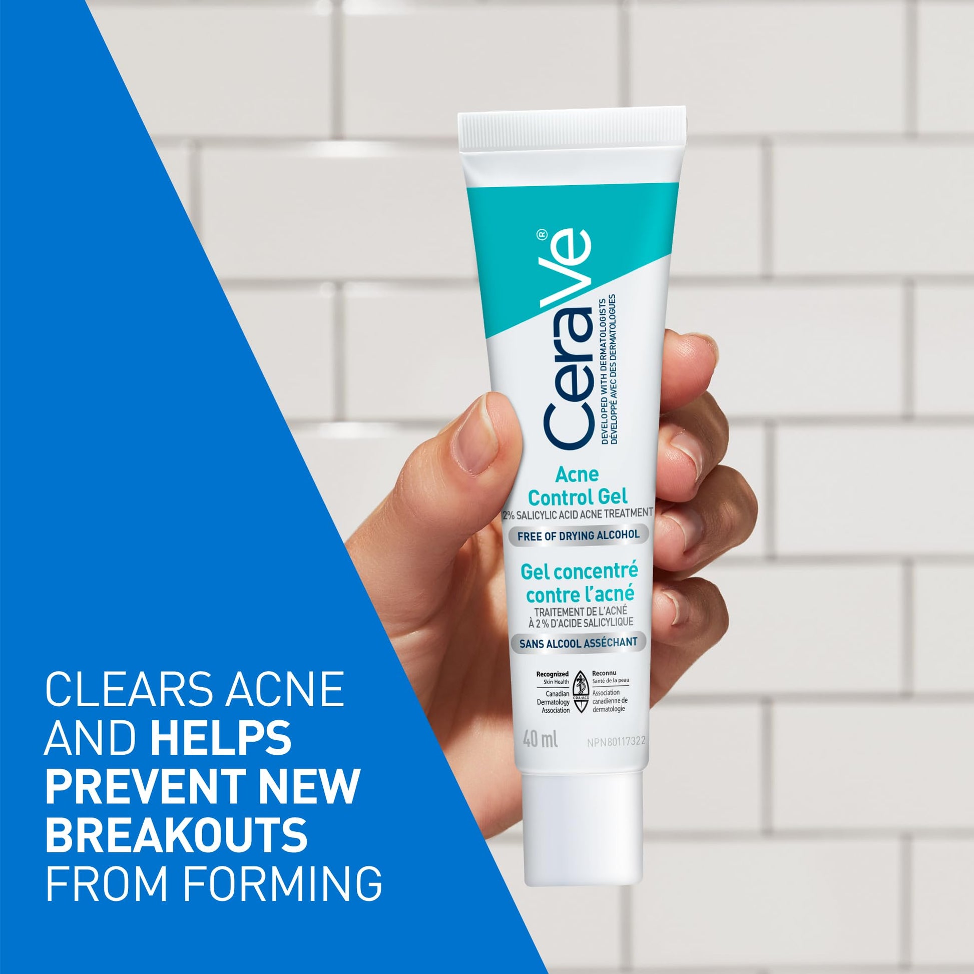 CeraVe Acne Control Gel For Face, Pimple & Pores, With Salicylic Acid, 3 Essential Ceramides, Niacinamides. Developed with Dermatologists, Non-Comedogenic, Oil-Free, Fragrance-Free, 40ml - Available at All In One Marketplace Canada
