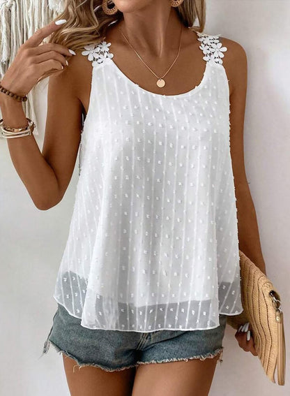 Falechay Tank Tops Flowy Crewneck Sleeveless Outfits for Women White L 🍁 All In One Marketplace Canada