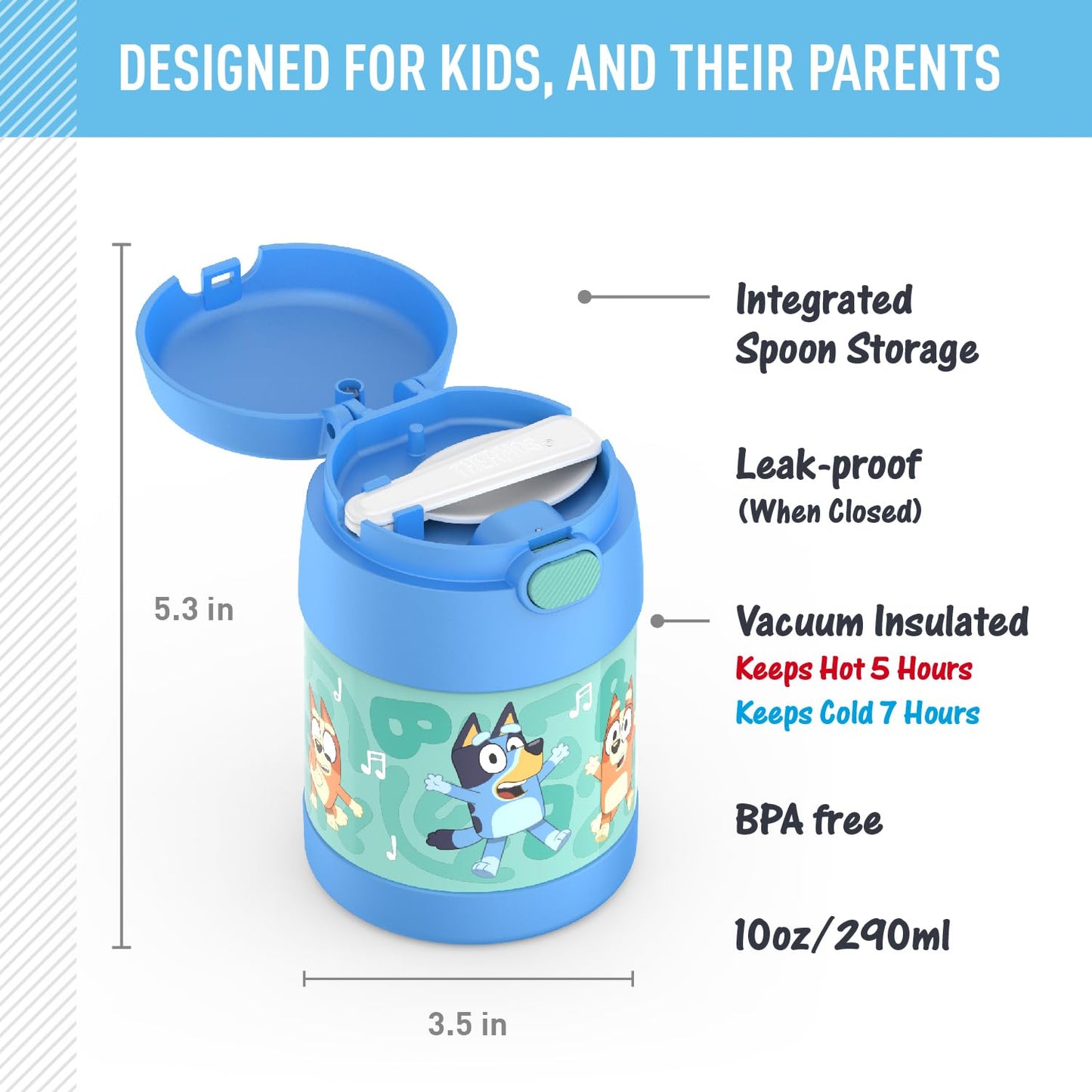 THERMOS FUNTAINER Kids Food Jar with Spoon, 10oz, Bluey 🍁 All In One Marketplace Canada