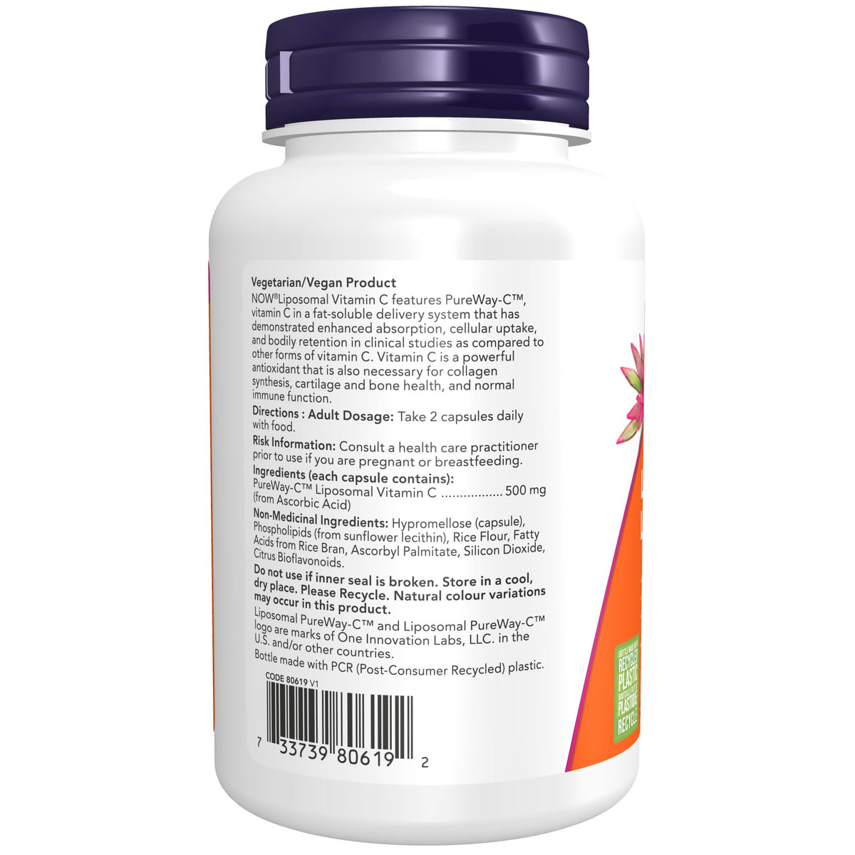 NOW Supplements, Liposomal Vitamin C, Immune & Collagen Support, 120 Veg Capsules