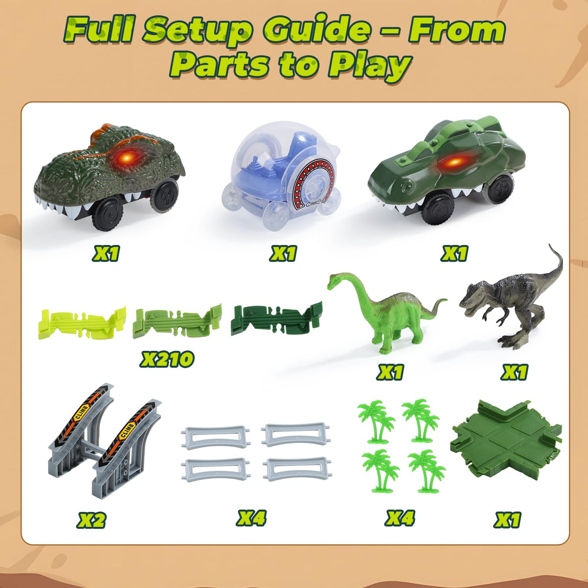 EagleStone Dinosaur Race Track Set for Kids – 233 PCS Flexible Race Tracks 🍁 All In One Marketplace Canada