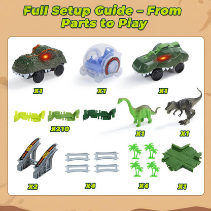 EagleStone Dinosaur Race Track Set for Kids – 233 PCS Flexible Race Tracks 🍁 All In One Marketplace Canada