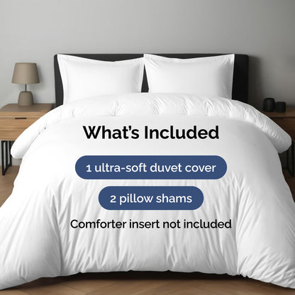 Duvet Cover King Size Set - Extra Soft King Size Duvet Cover 104 x 90 with 2 Pillow Shams - Hotel Luxury, Easy Care and Fade Free with Zipper Closures & Ties - Comfy, Breathable Bedding Set (White)