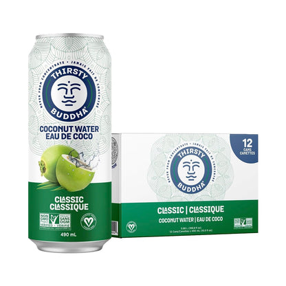 Thirsty Buddha Coconut Water – Natural Electrolytes & Nutrients, No Added Sugar, 12-Pack (12 × 490ml Cans)