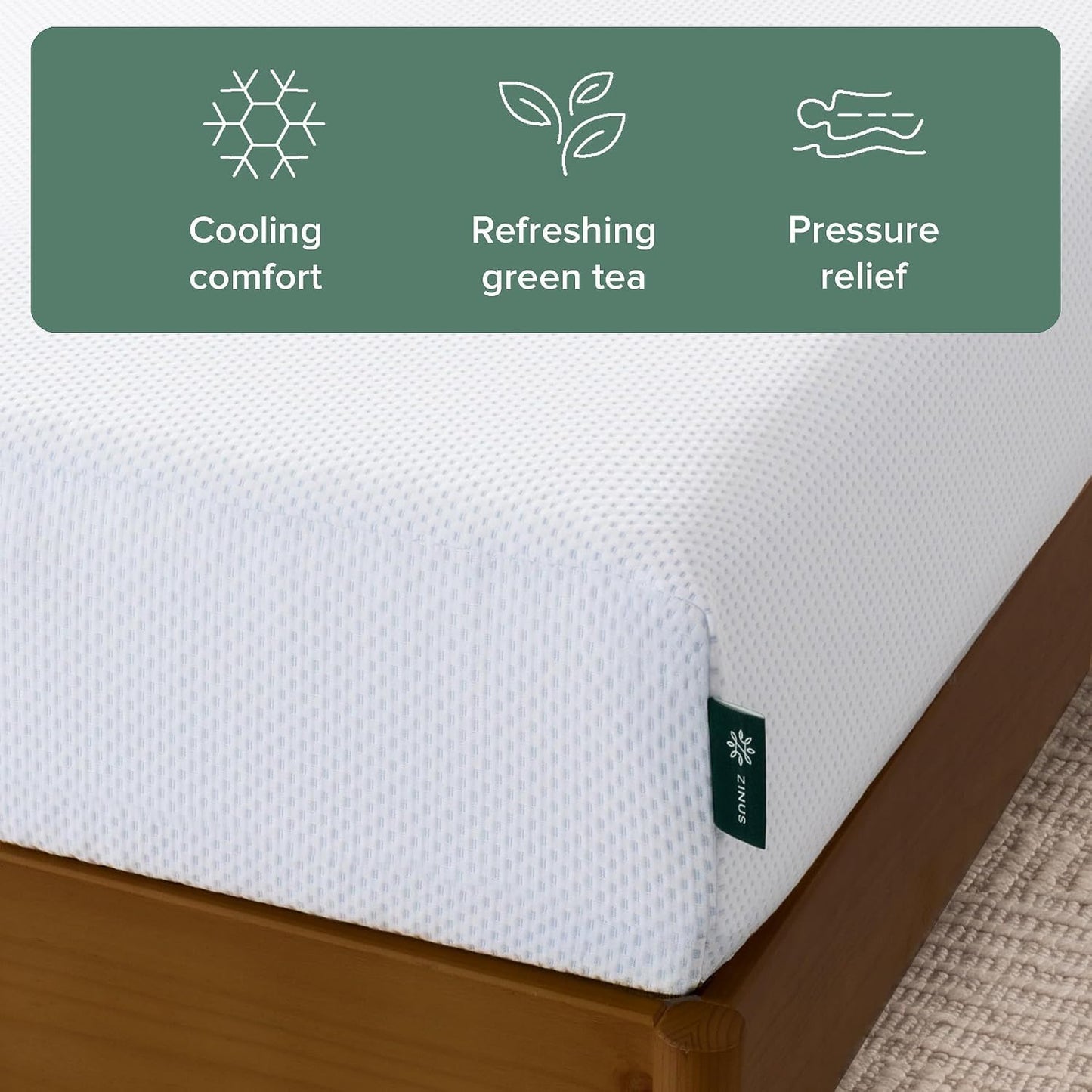 Zinus Full Mattress - 6 Inch Green Tea Cooling Gel Memory Foam Mattress, Pressure Relief, for Cool Sleep, CertiPUR-US Certified Foam, Mattress in a Box, 10-Year Warranty, Full Size