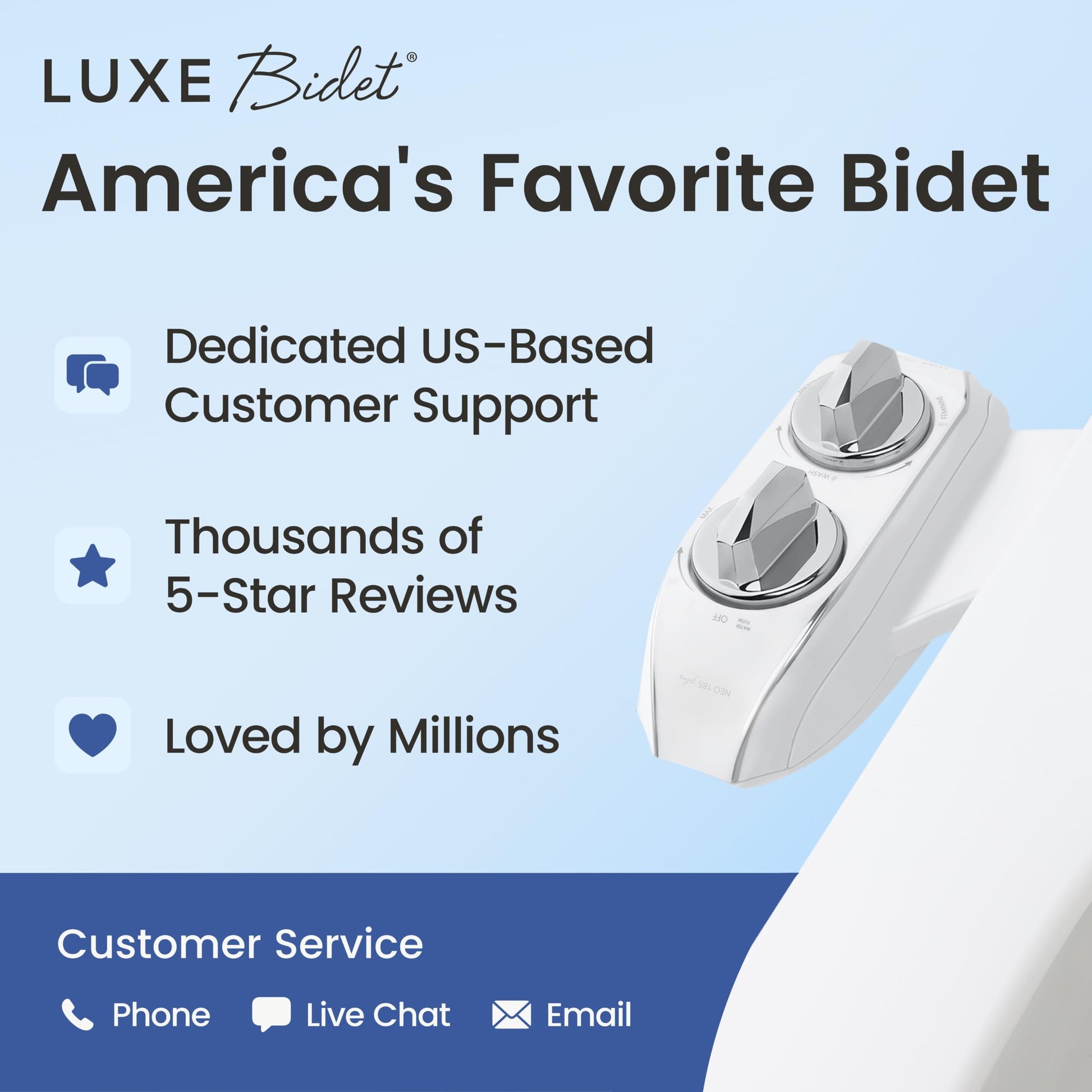 LUXE Bidet NEO 185 Plus - Patented Bidet Attachment for Toilet, Chrome LUXE Bidet