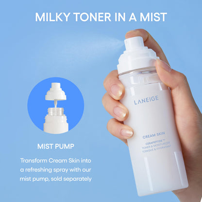 LANEIGE Cream Skin Toner & Moisturizer: Lightweight Refillable Korean Milky Toner with Ceramide & Peptide for Hydration, Firming, & Barrier Support