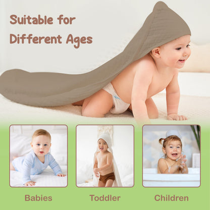 Infancie 100% Organic Cotton Muslin Hooded Baby Towels 2 Pack 81 X 81 CM Shower Towel Soft Breathable Lightweight Quick Dry Gentle On Baby Skin for Newborns and Infants