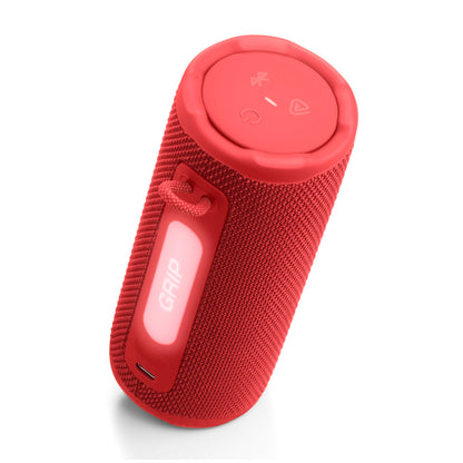 JBL Grip - Compact Bluetooth Speaker with Bold JBL Pro Sound and Ambient Light, up to 14 Hours of Playtime, Water, Dust and Drop-Proof (IP68), & Multi-Speaker Connection with Auracast (Red)