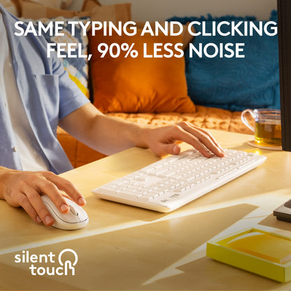 Logitech MK295 Full Size Silent Wireless Keyboard Mouse Combo - Off White