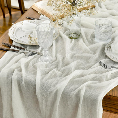 Artoid Mode Boho Milk White Gauze Wedding Table Runner, 300 cm Seasonal Fabric Kitchen Dining Holiday Table Decor for Home Party Indoor 🍁 All In One Marketplace Canada