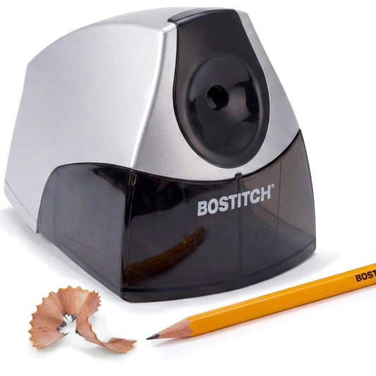 Bostitch Office Personal Electric Pencil Sharpener, Powerful Stall-Free Motor, High Capacity Shavings Tray, Black (EPS4-BLKSLV) - Available at All In One Marketplace Canada