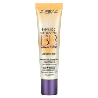 L'Oréal Paris Magic BB Cream, Makeup Primer, Skin Beautifier, Anti-Redness, 4-in-1 Ultra-Light Lotion, Medium, 30 mL L'Oreal Paris