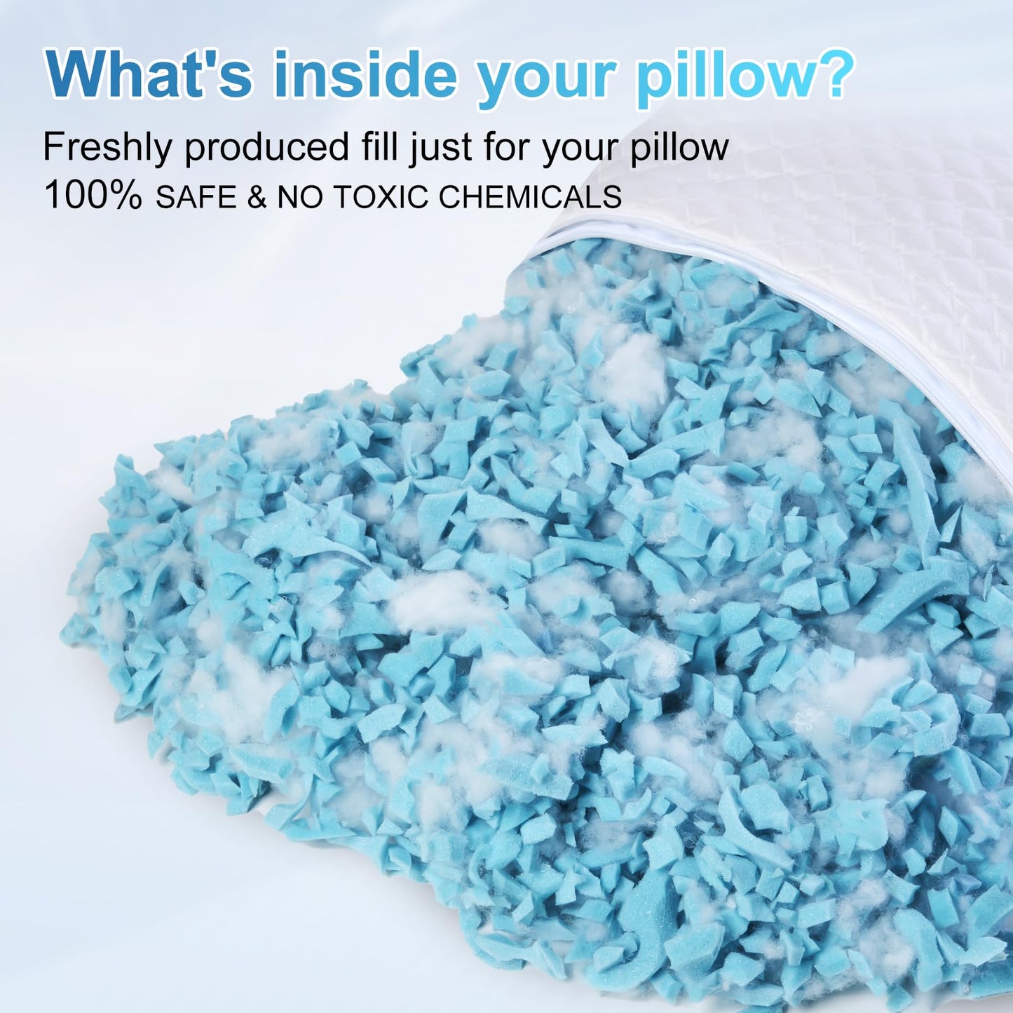 NTCOCO Cooling Bed Pillows Queen Size Pack of 2 for Sleeping Shredded Memory Foam Bed Pillows Adjustable Gel for Side Stomach Back Sleepers Washable Removable Cover Cover - Available at All In One Marketplace Canada